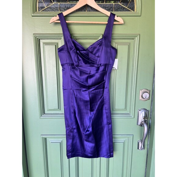 Donna Morgan Mini Dress Satin Strappy Cocktail Club Y2K | Purple | Womens Size 6 - Picture 1 of 11